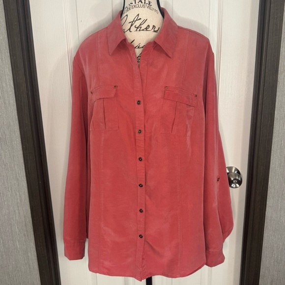 Roz & Ali Coral Button-Up Shirt - Picture 11 of 11